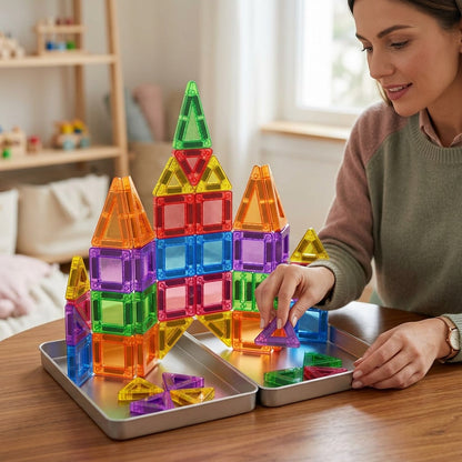 Magnetic Tiles Travel Set - Portable Building Blocks